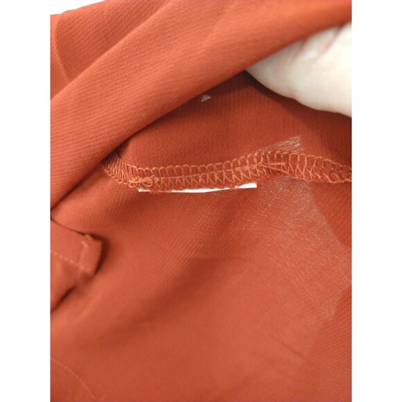 Koton Size EUR 38 (US 6) Sheer Lined Button Up Ruffle Trim Top Orange Rust - Picture 8 of 9